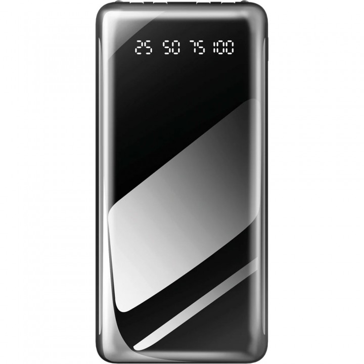Siyah Çok Çıkışlı 20000 mAh Dahili Kablolu LED Fenerli Promosyon Powerbank